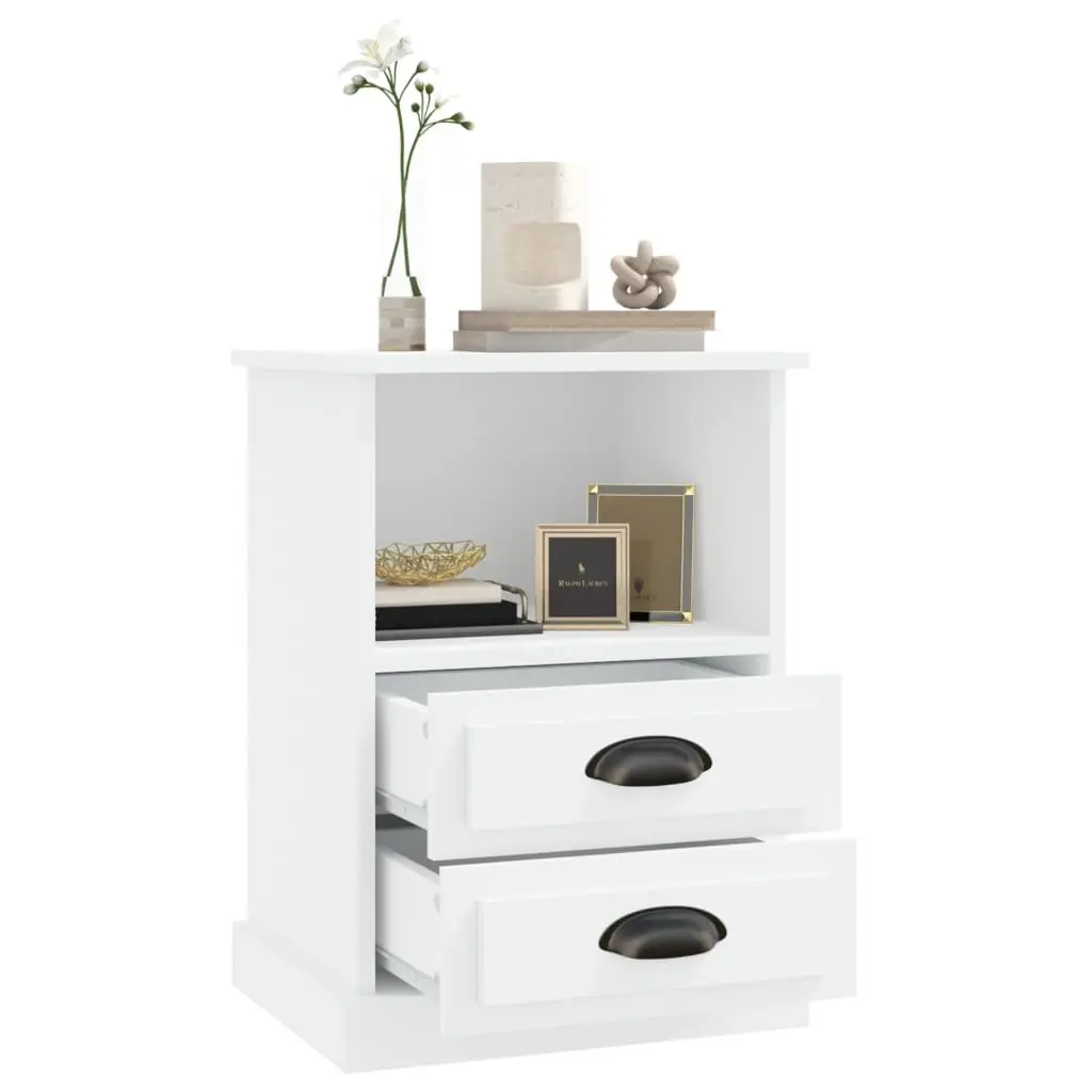 White Bedside Cabinets 2 pcs with Drawers