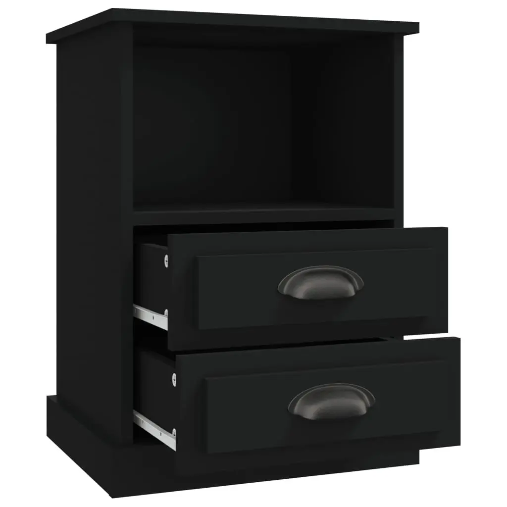Bedside Cabinets Engineered Wood 43x36x60 cm Black 2 Piece