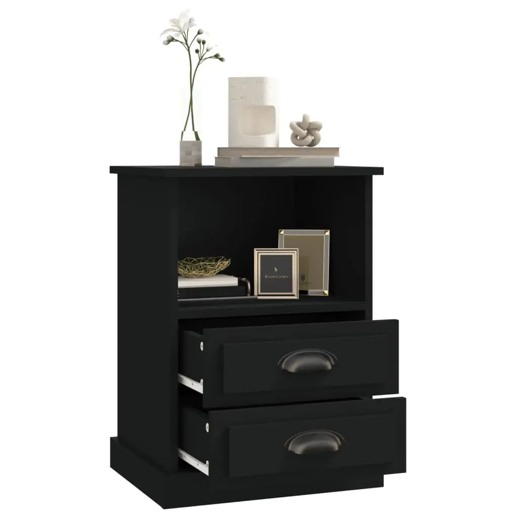 Bedside Cabinets Engineered Wood 43x36x60 cm Black 2 Piece