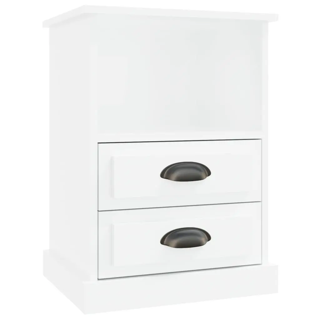 High Gloss White Bedside Cabinet with 2 Drawers