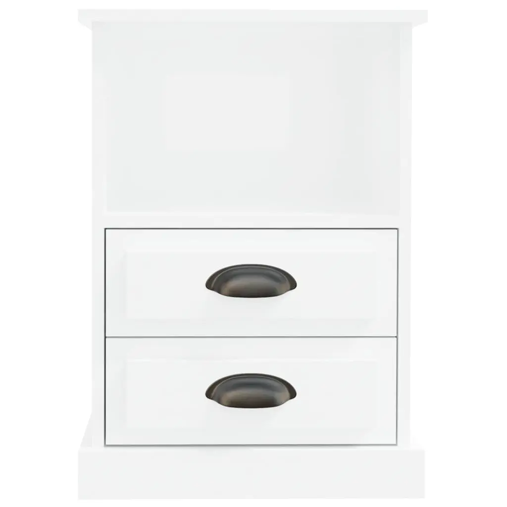 High Gloss White Bedside Cabinet with 2 Drawers