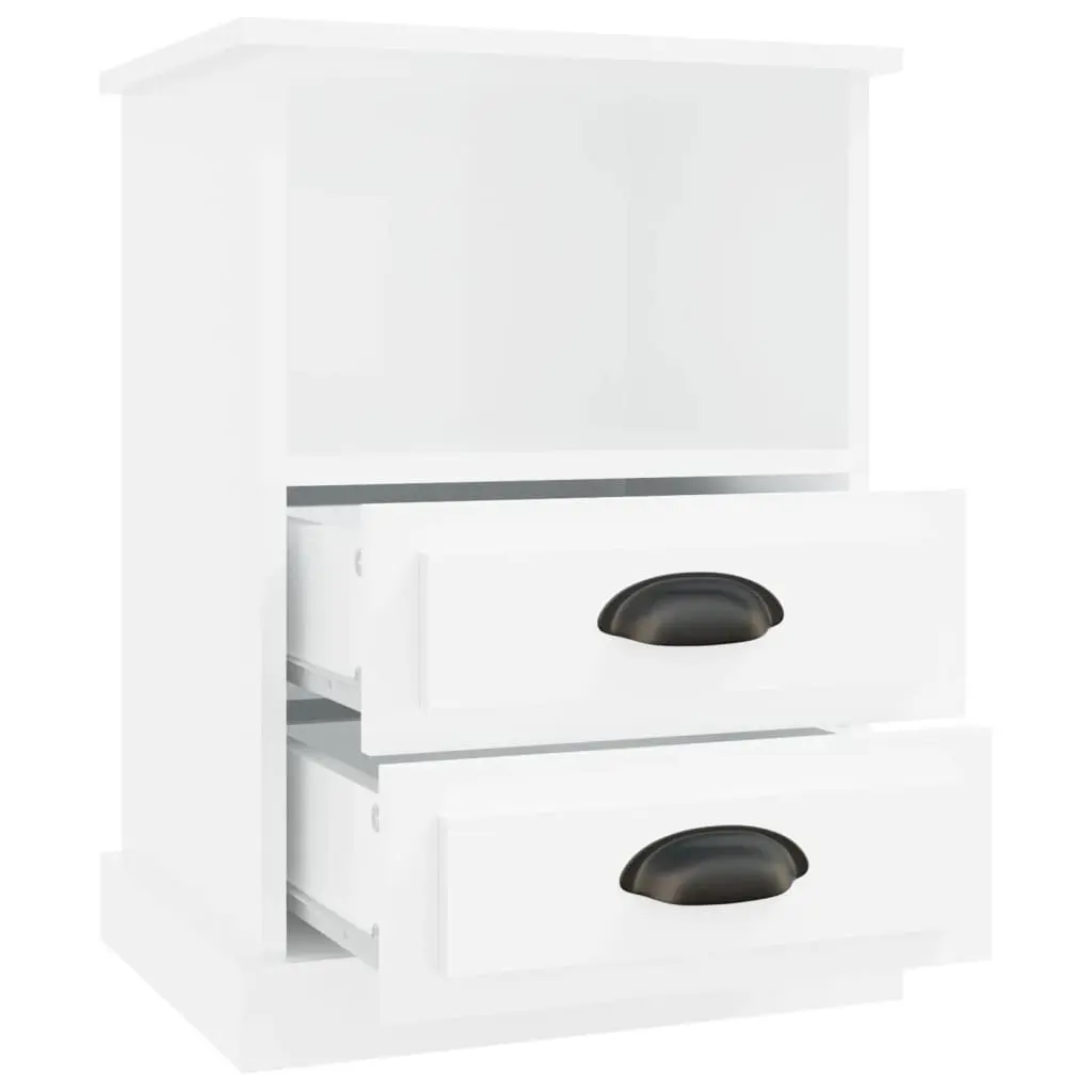 High Gloss White Bedside Cabinet with 2 Drawers