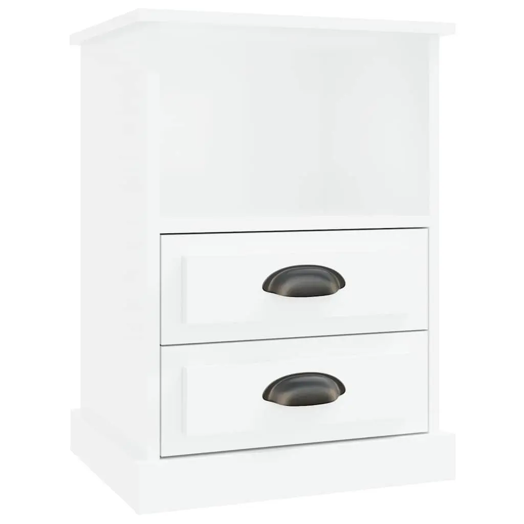 Bedside Cabinets 2 pcs White High Gloss Storage Drawers Nightstand Side Table