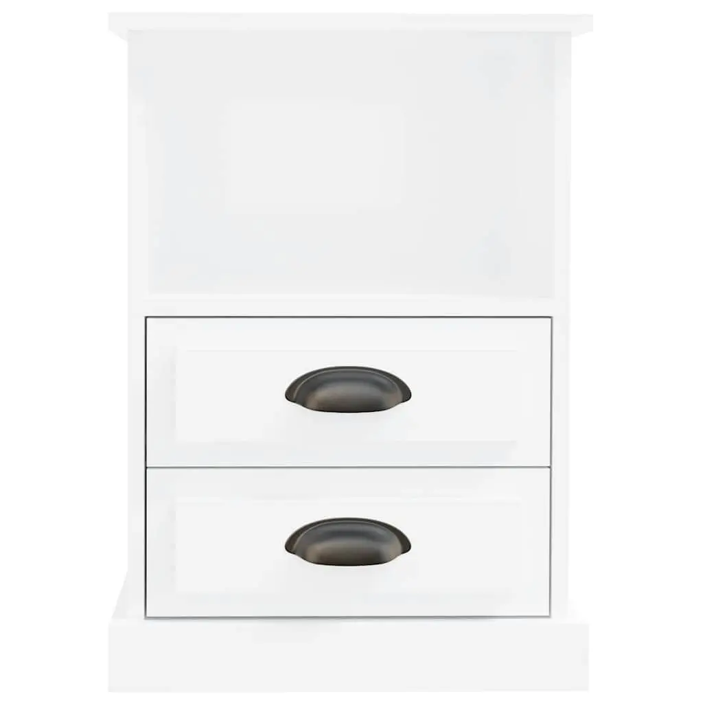 Bedside Cabinets 2 pcs White High Gloss Storage Drawers Nightstand Side Table