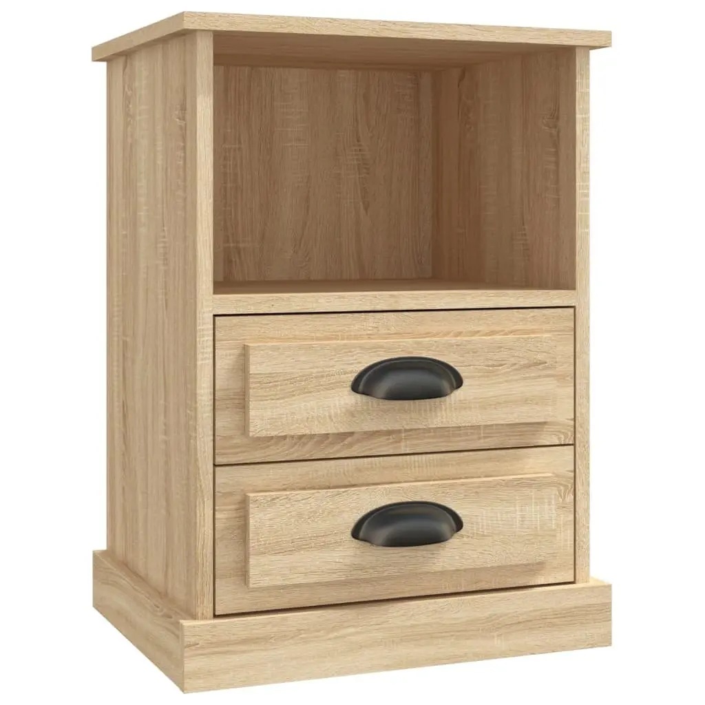 Sonoma Oak Bedside Table Cabinet with 2 Drawers