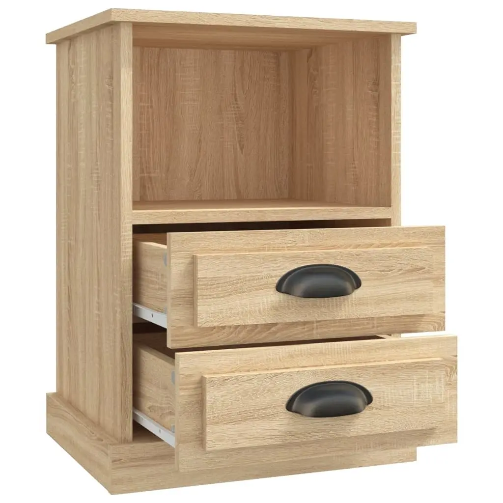 Sonoma Oak Bedside Table Cabinet with 2 Drawers