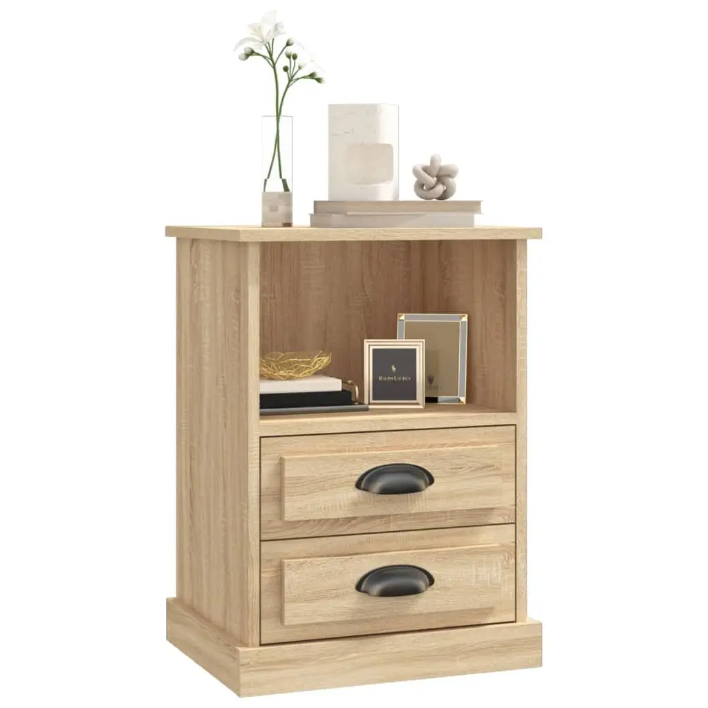 Sonoma Oak Bedside Table Cabinet with 2 Drawers