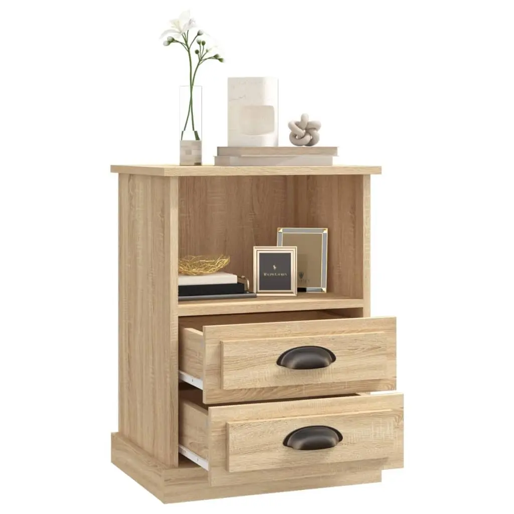 Sonoma Oak Bedside Table Cabinet with 2 Drawers