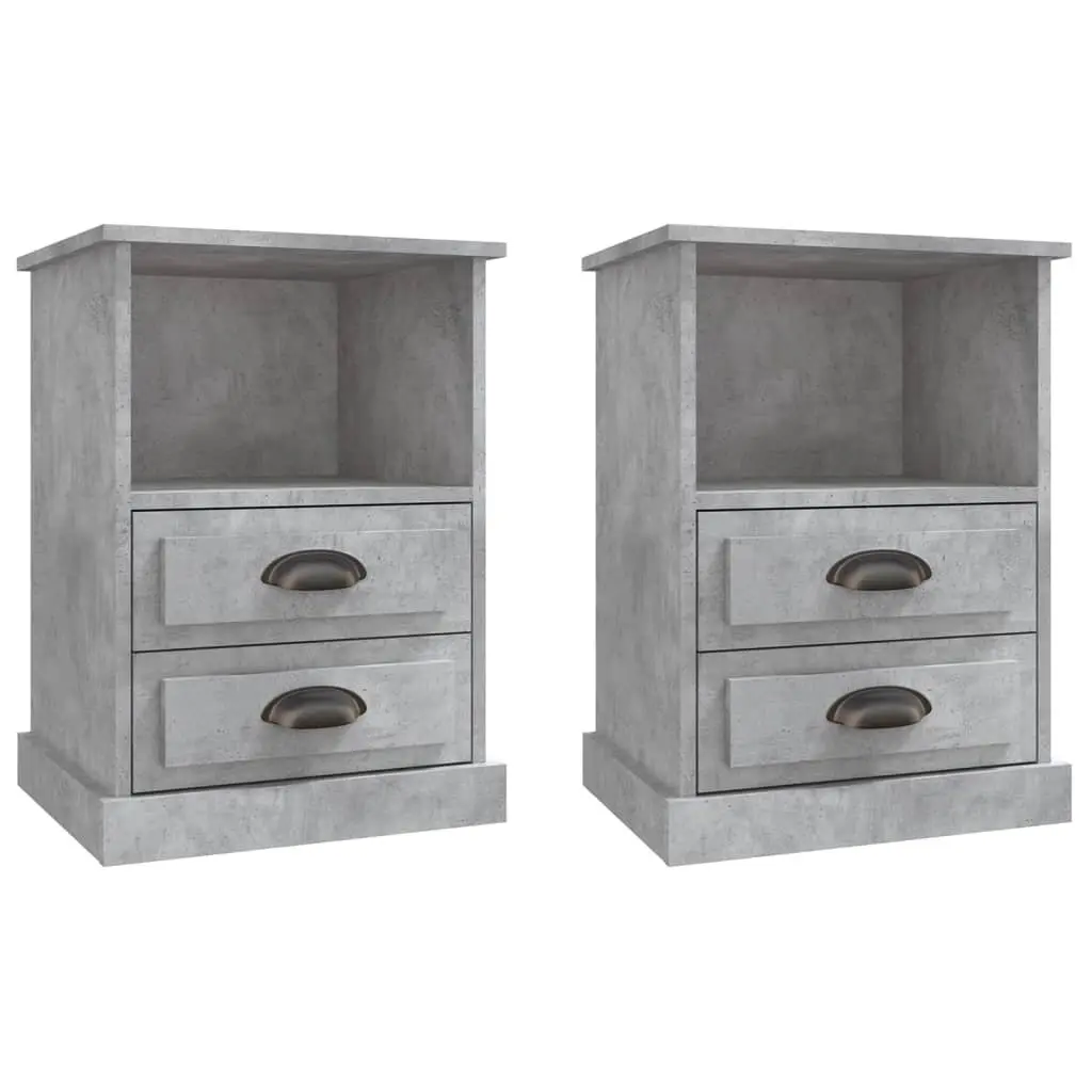 Grey Bedside Cabinet with Two Drawers