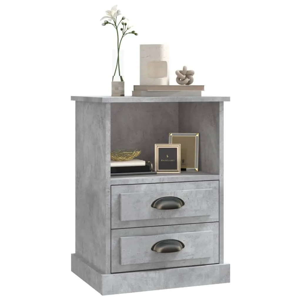 Grey Bedside Cabinet with Two Drawers