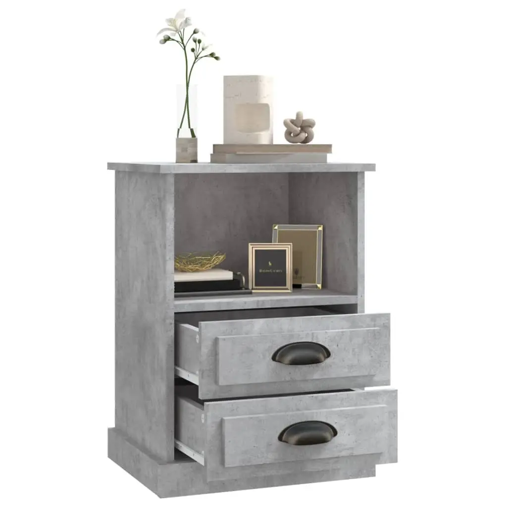 Grey Bedside Cabinet with Two Drawers