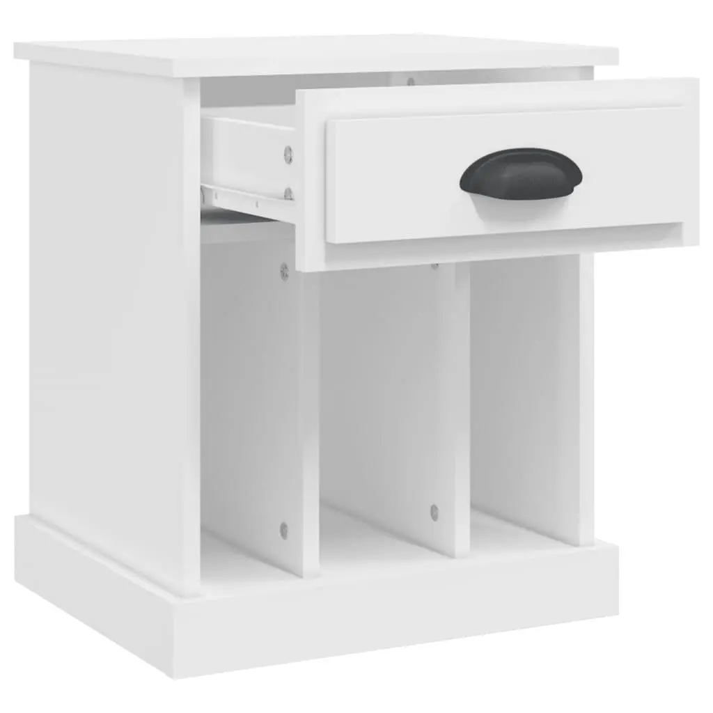 White Bedside Cabinet with Drawer and Compartments