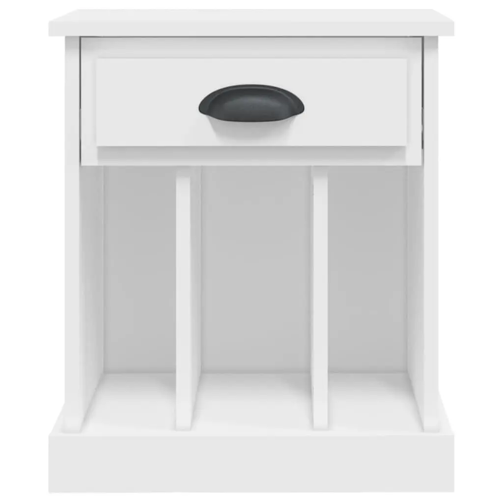 White Bedside Cabinet with Drawer and Compartments