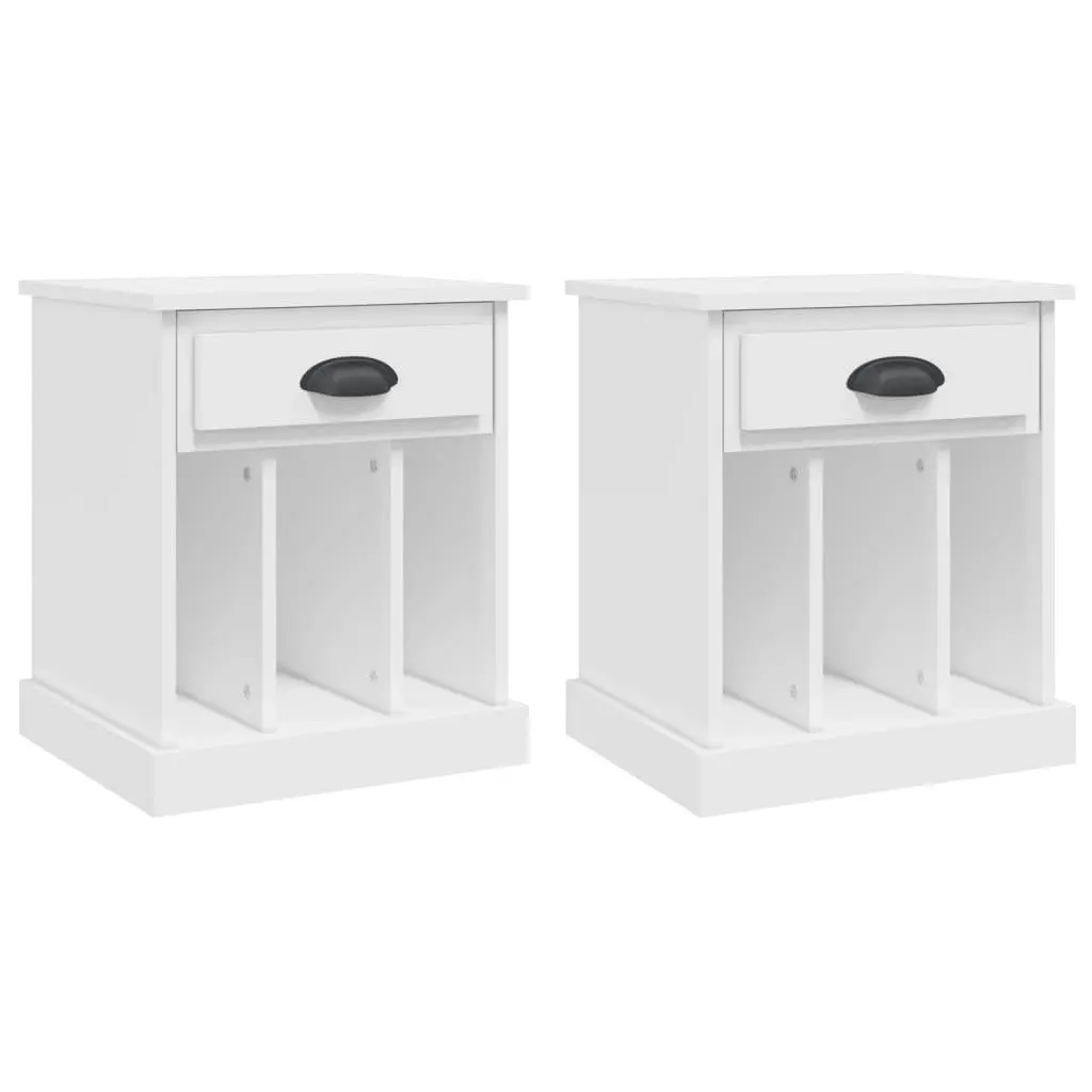 White Nightstand with Storage Compartments