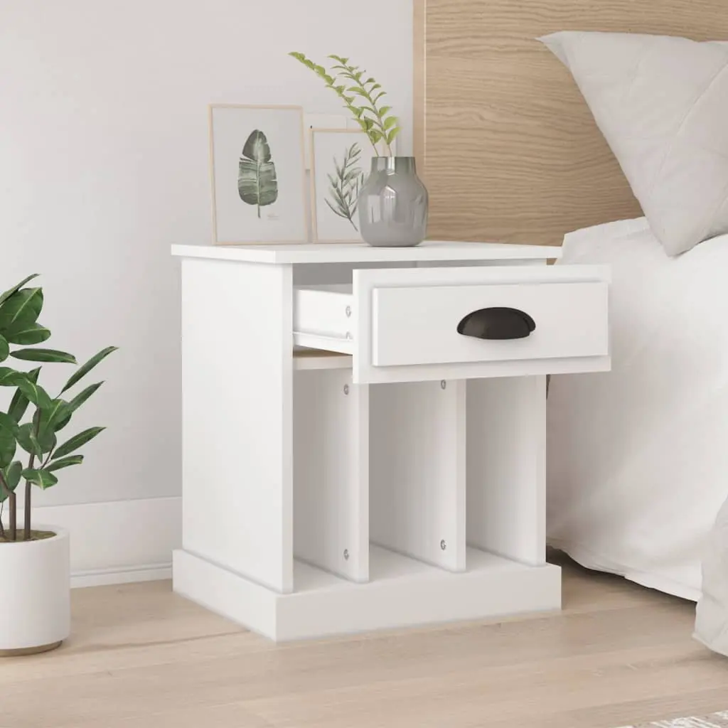 White Nightstand with Storage Compartments