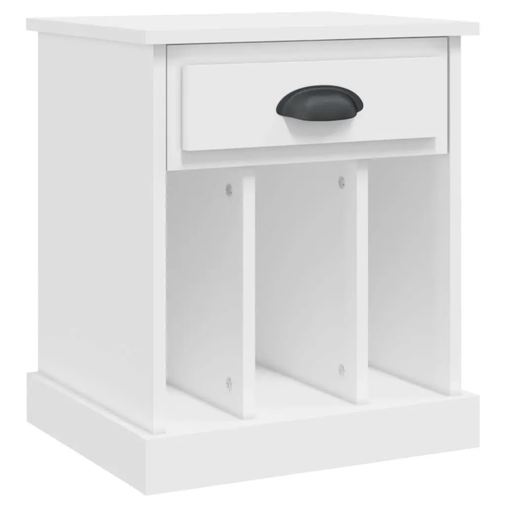 White Nightstand with Storage Compartments