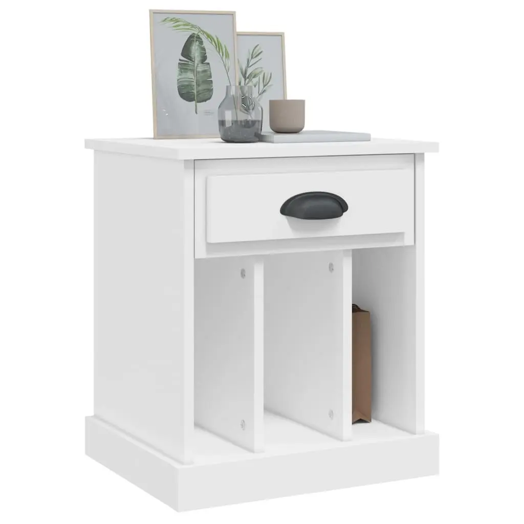 White Nightstand with Storage Compartments