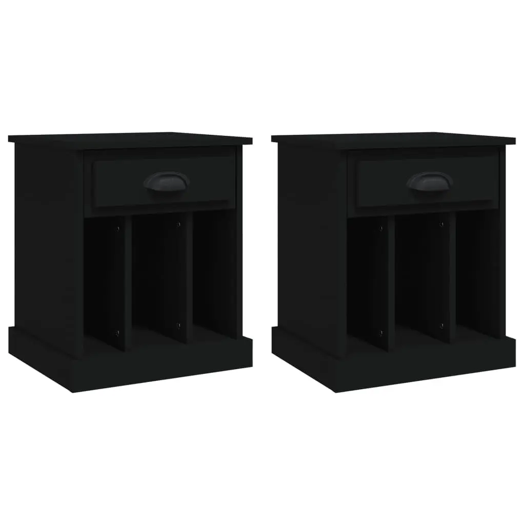 Black Bedside Cabinet with Storage Compartment