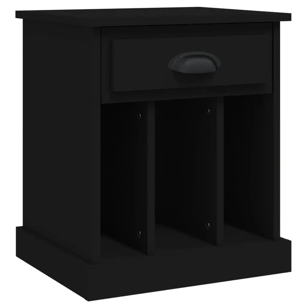 Black Bedside Cabinet with Storage Compartment