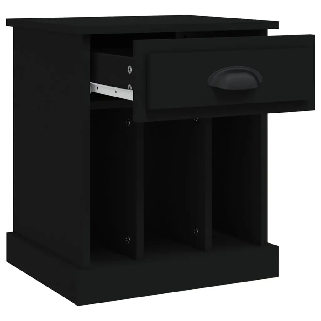 Black Bedside Cabinet with Storage Compartment