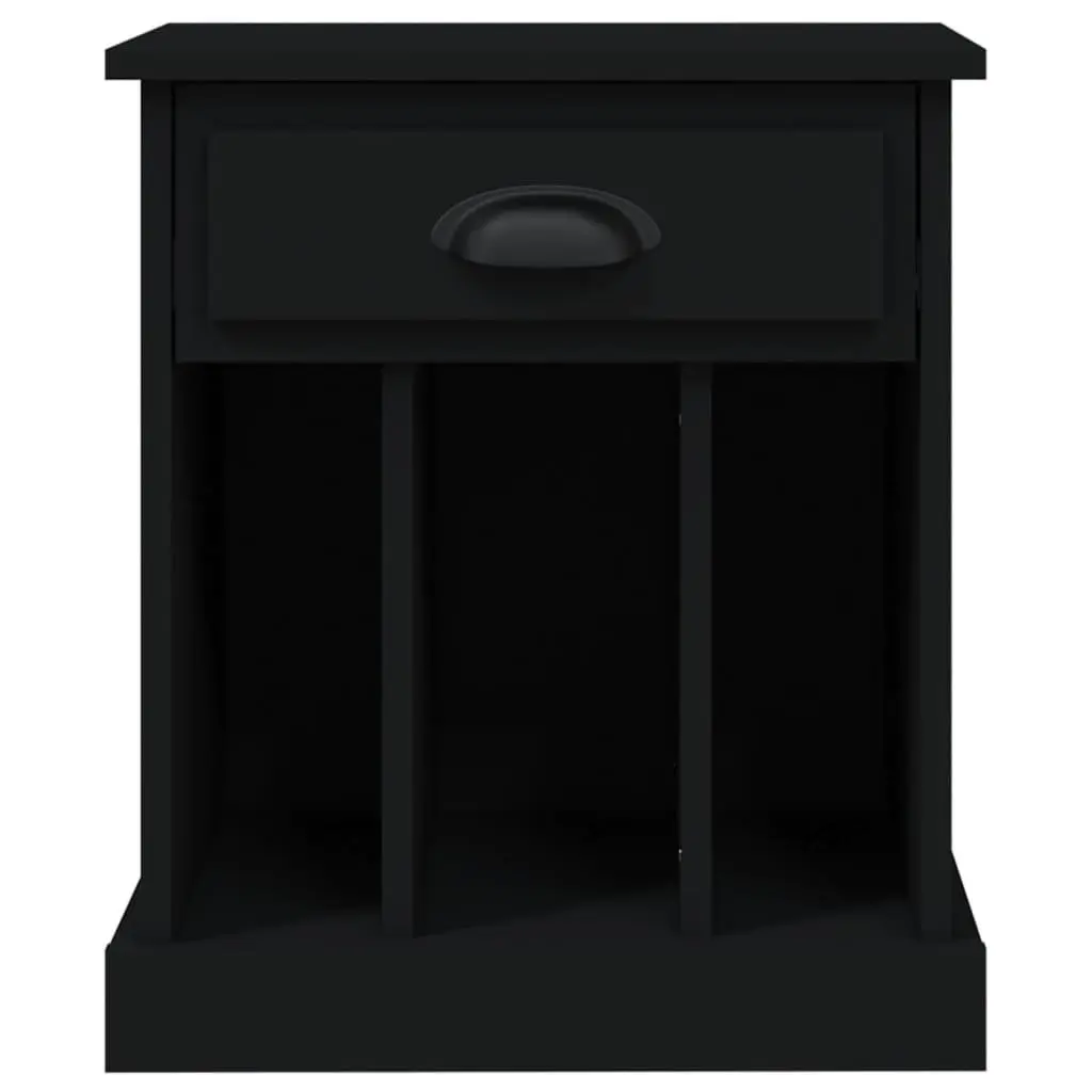 Black Bedside Cabinet with Storage Compartment