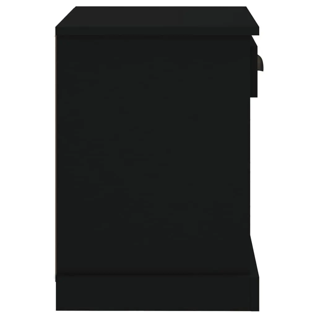 Black Bedside Cabinet with Storage Compartment