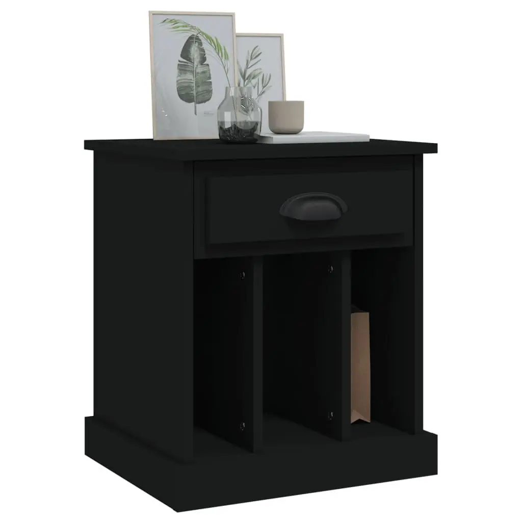 Black Bedside Cabinet with Storage Compartment