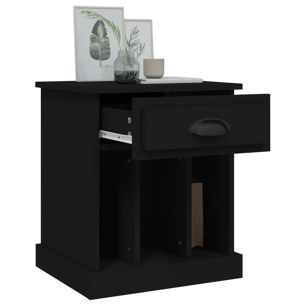 Black Bedside Cabinet with Storage Compartment