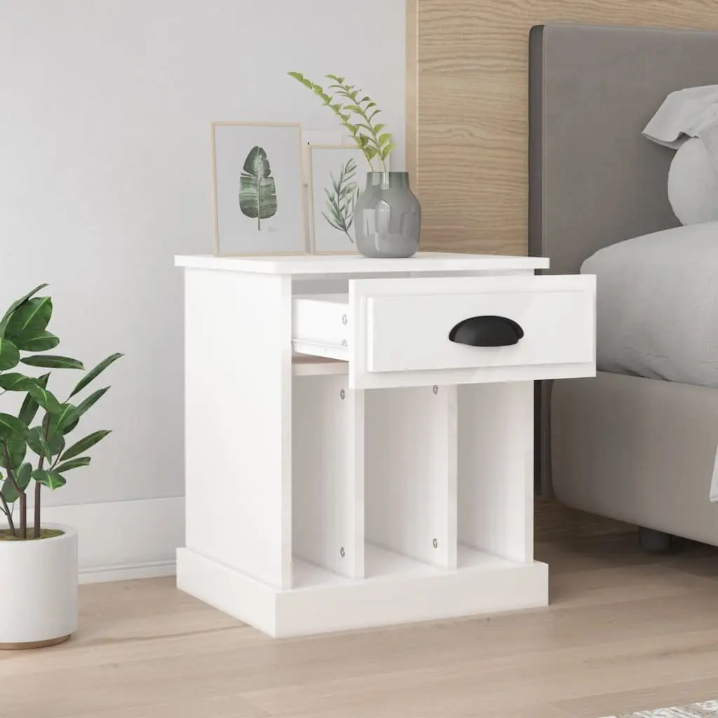 High Gloss White Bedside Cabinets with Ample Storage