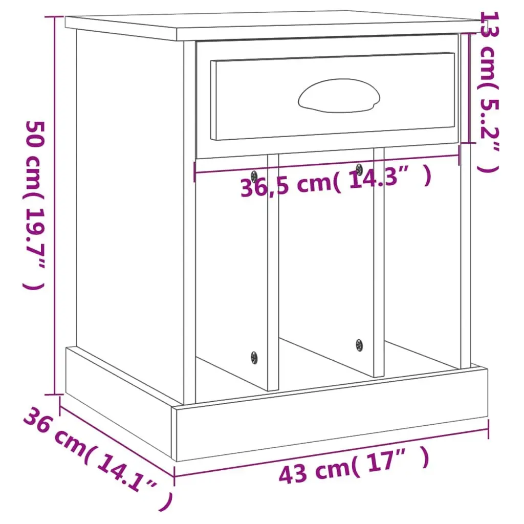 Brown Sonoma Oak Bedside Cabinets 2 pcs