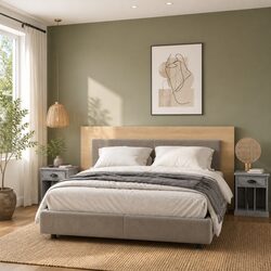 Stylish Grey Bedside Cabinets Set of 2 with Ample Storage