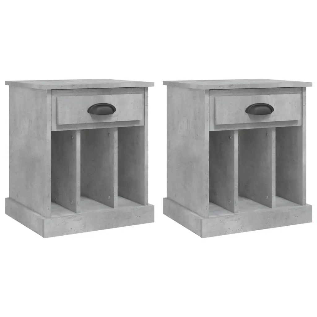 Grey Bedside Cabinets Set of 2 with Ample Storage