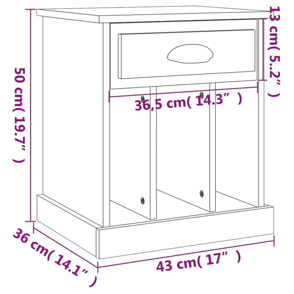 Grey Bedside Cabinets Set of 2 with Ample Storage