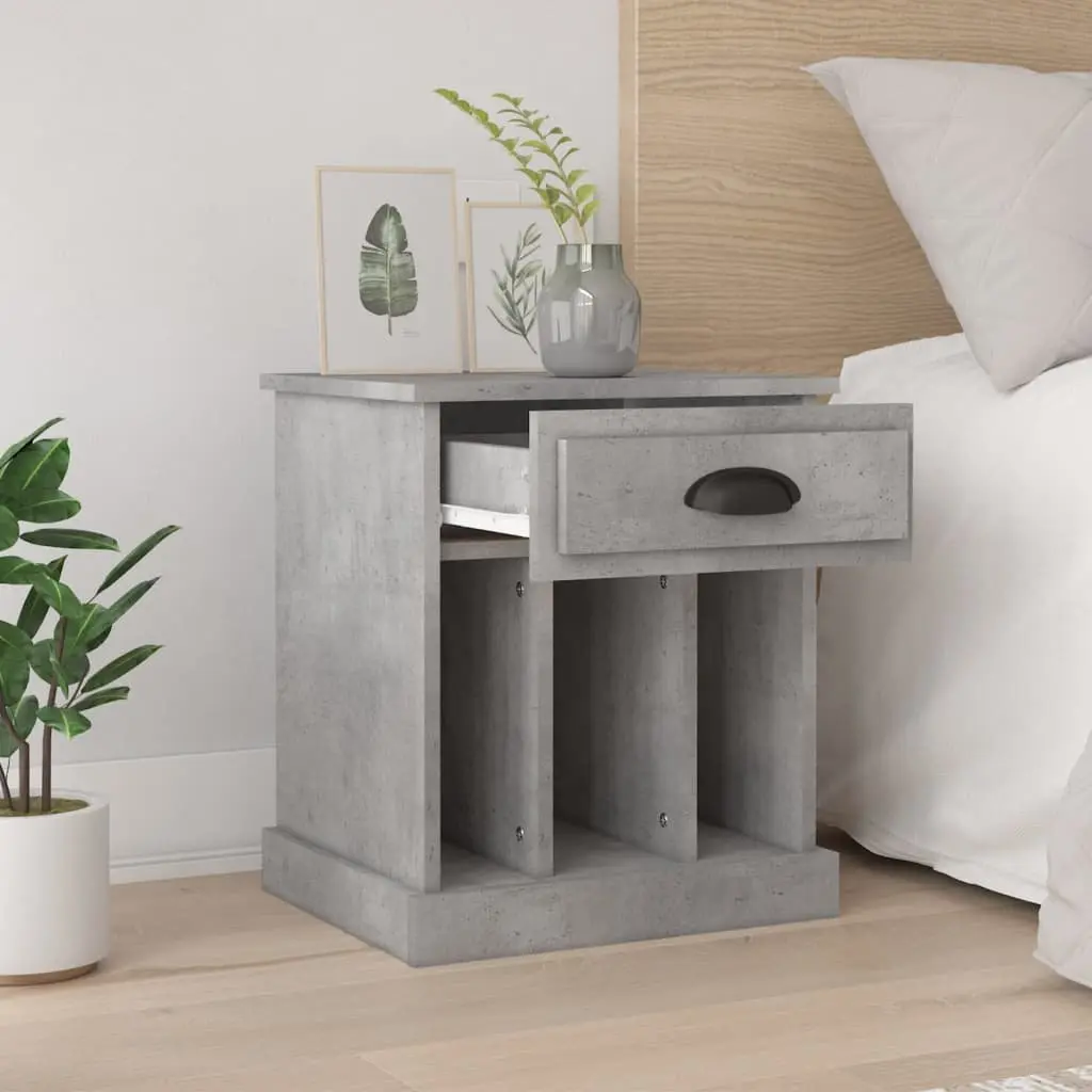 Grey Bedside Cabinets Set of 2 with Ample Storage