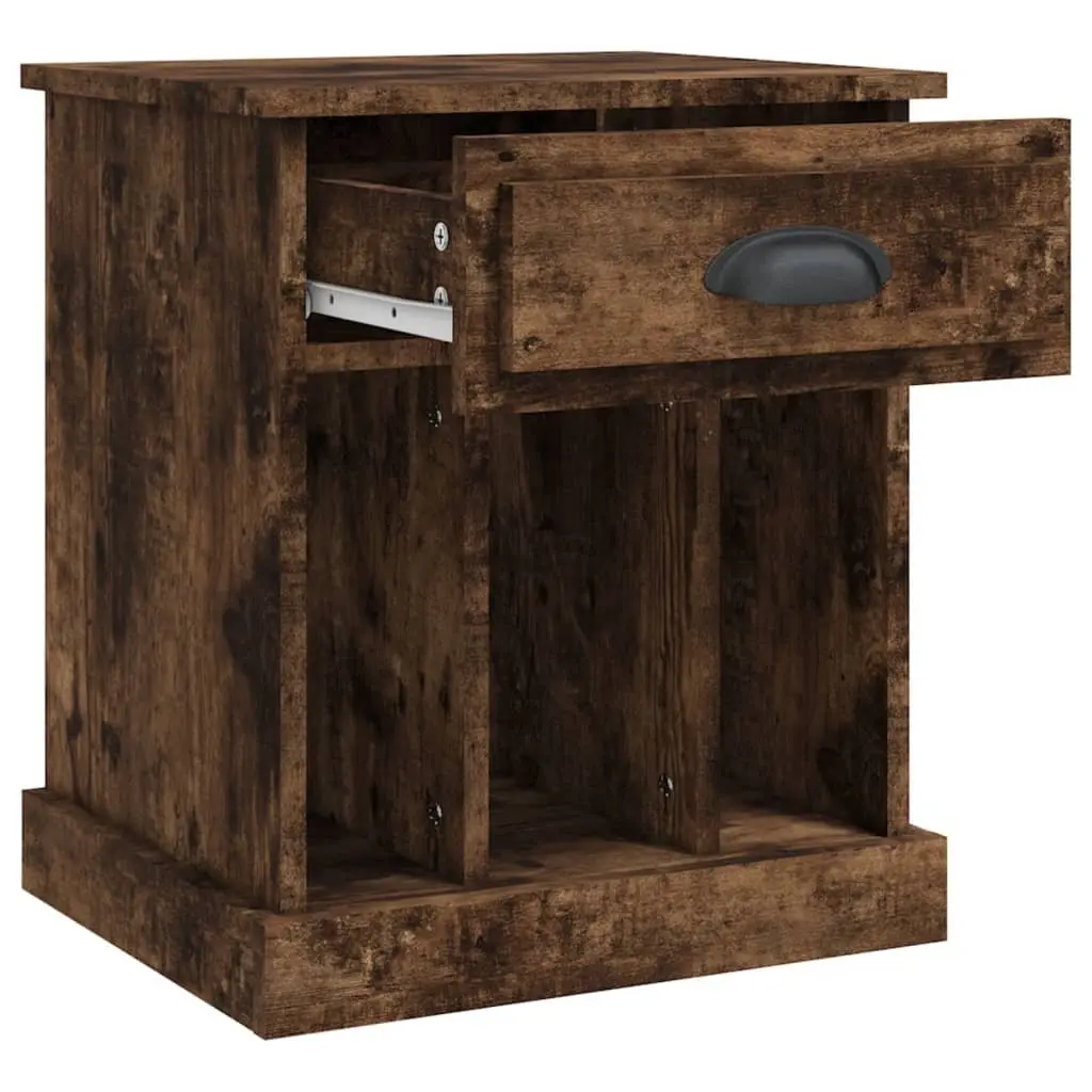 Bedside Cabinets 2 pcs Brown Drawer Storage Compartments Nightstand Side Table