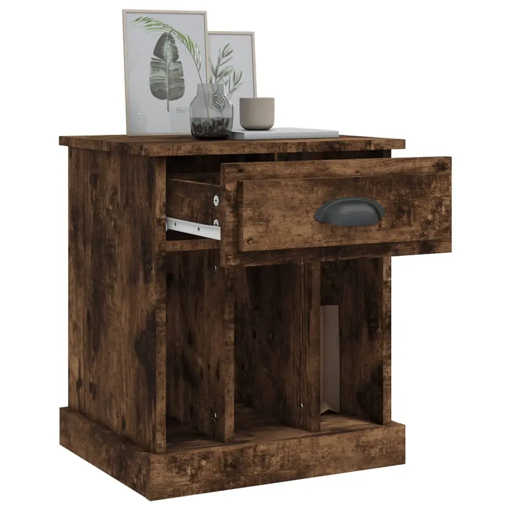 Bedside Cabinets 2 pcs Brown Drawer Storage Compartments Nightstand Side Table