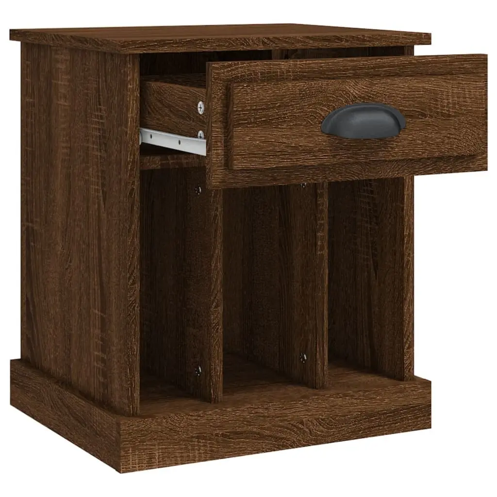 Brown Oak Bedside Cabinet with Storage Compartment
