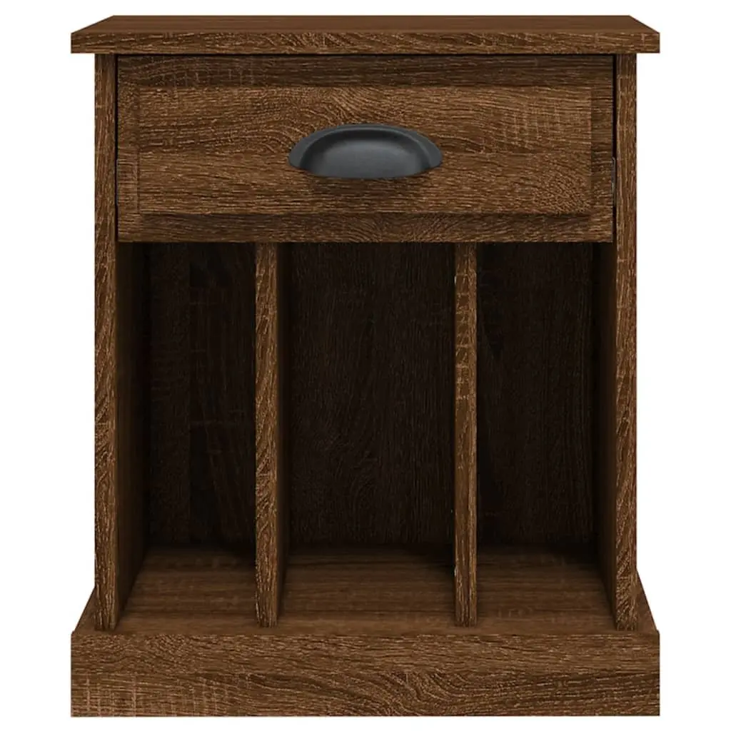 Brown Oak Bedside Cabinet with Storage Compartment
