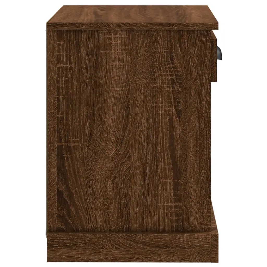Brown Oak Bedside Cabinet with Storage Compartment