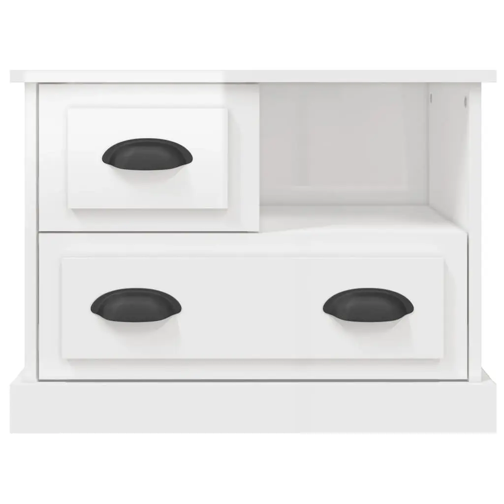 High Gloss White Bedside Cabinet with Drawers for Storage