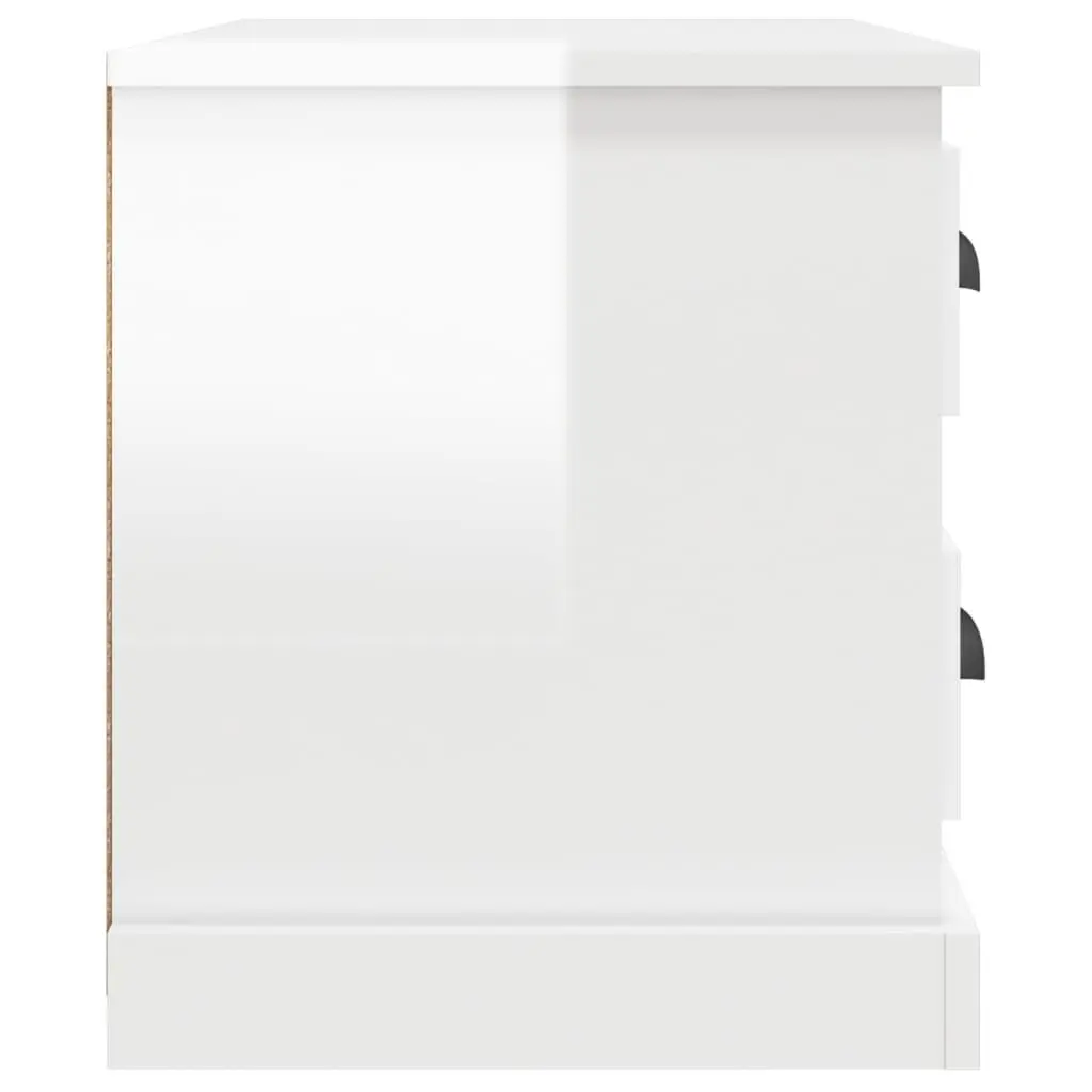 High Gloss White Bedside Cabinet with Drawers for Storage