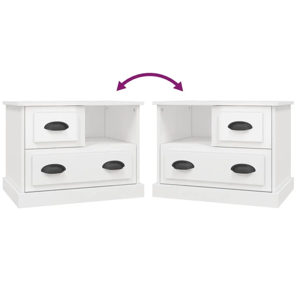 High Gloss White Bedside Cabinet with Drawers for Storage