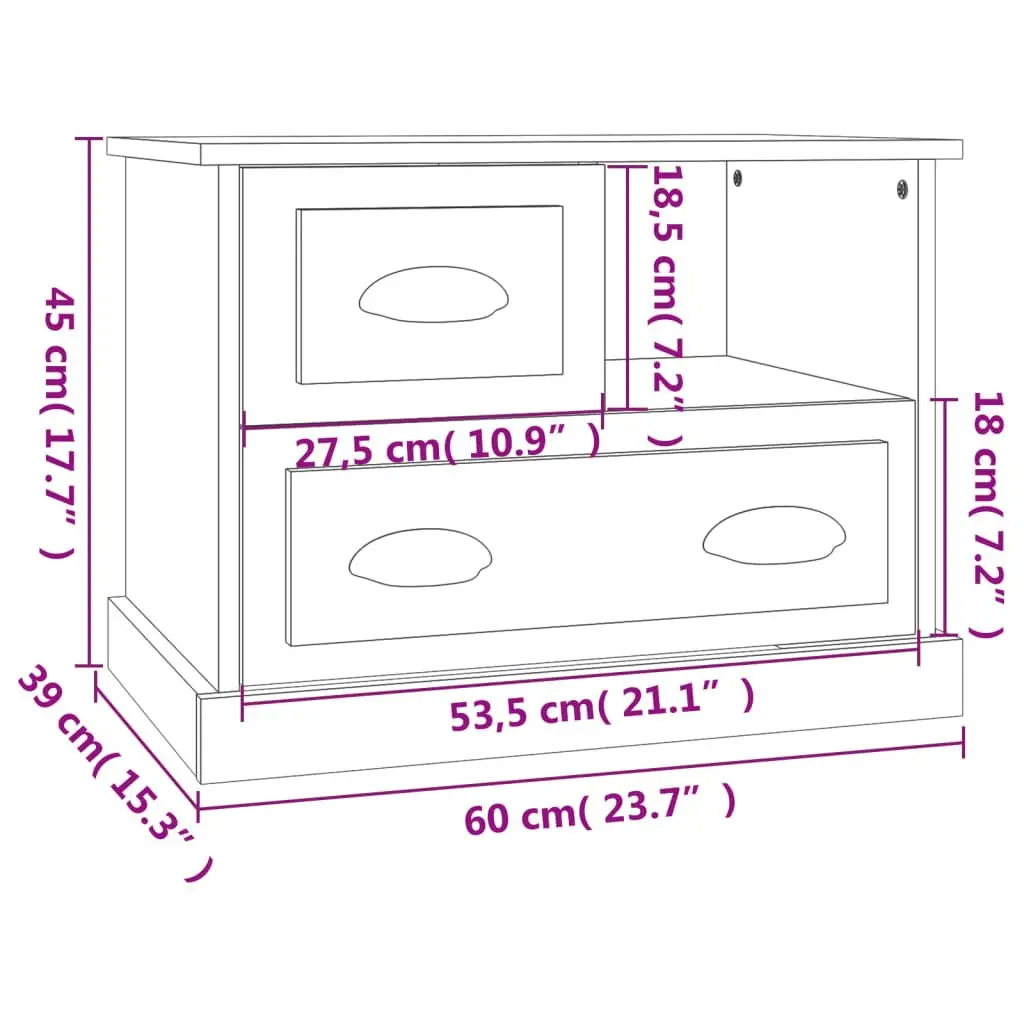 High Gloss White Bedside Cabinet with Drawers for Storage