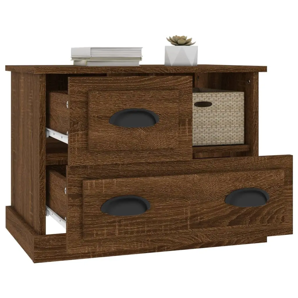 Bedside Cabinet Engineered Wood 60x39x45 cm Brown Oak