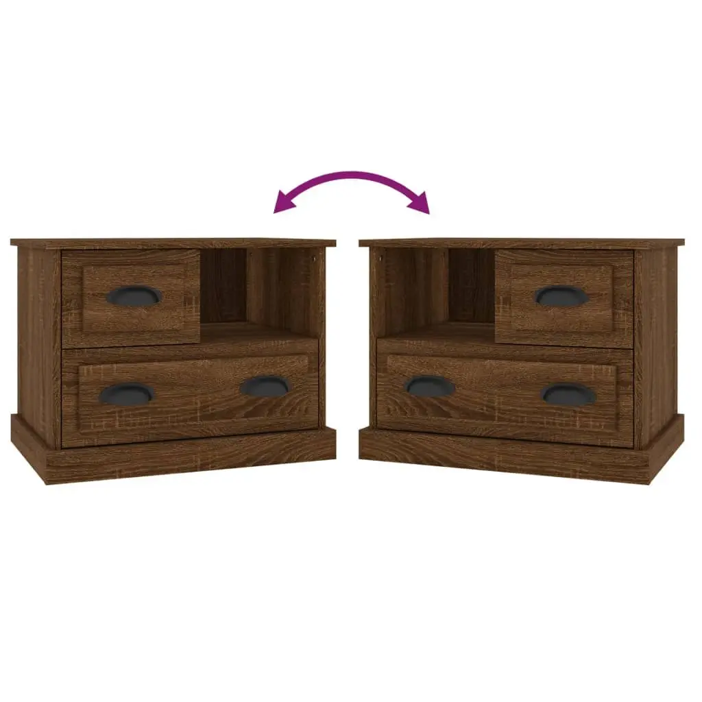Bedside Cabinet Engineered Wood 60x39x45 cm Brown Oak