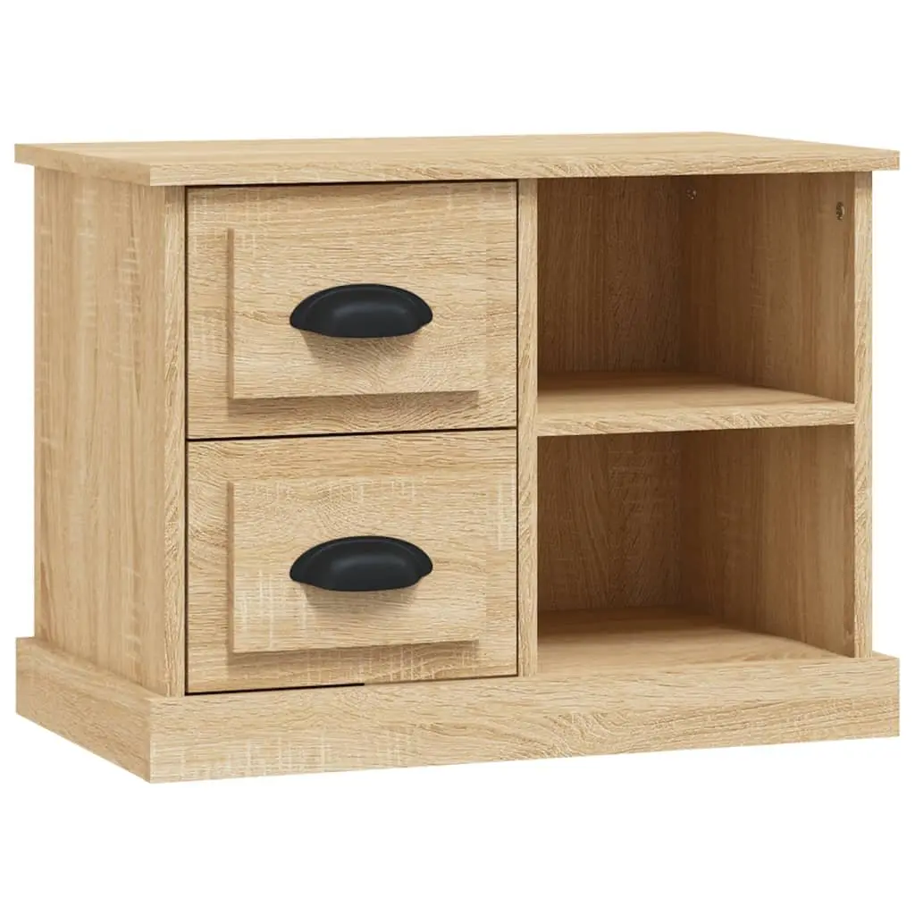 Bedside Cabinet Engineered Wood Brown 60 x 35.5 x 45 cm with 2 Drawers and 2 Compartments