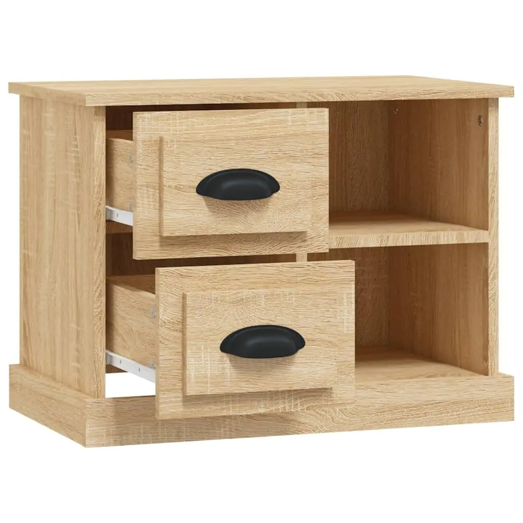 Bedside Cabinet Engineered Wood Brown 60 x 35.5 x 45 cm with 2 Drawers and 2 Compartments