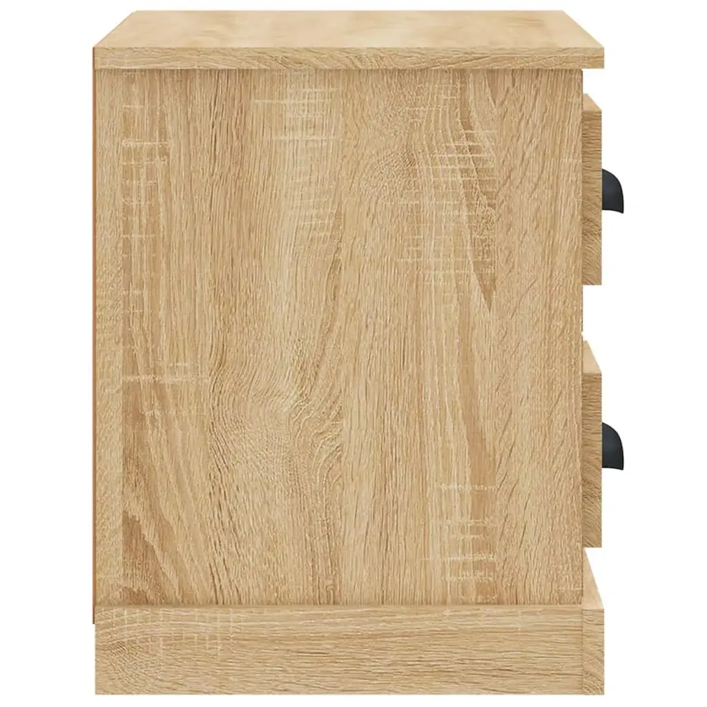 Bedside Cabinet Engineered Wood Brown 60 x 35.5 x 45 cm with 2 Drawers and 2 Compartments