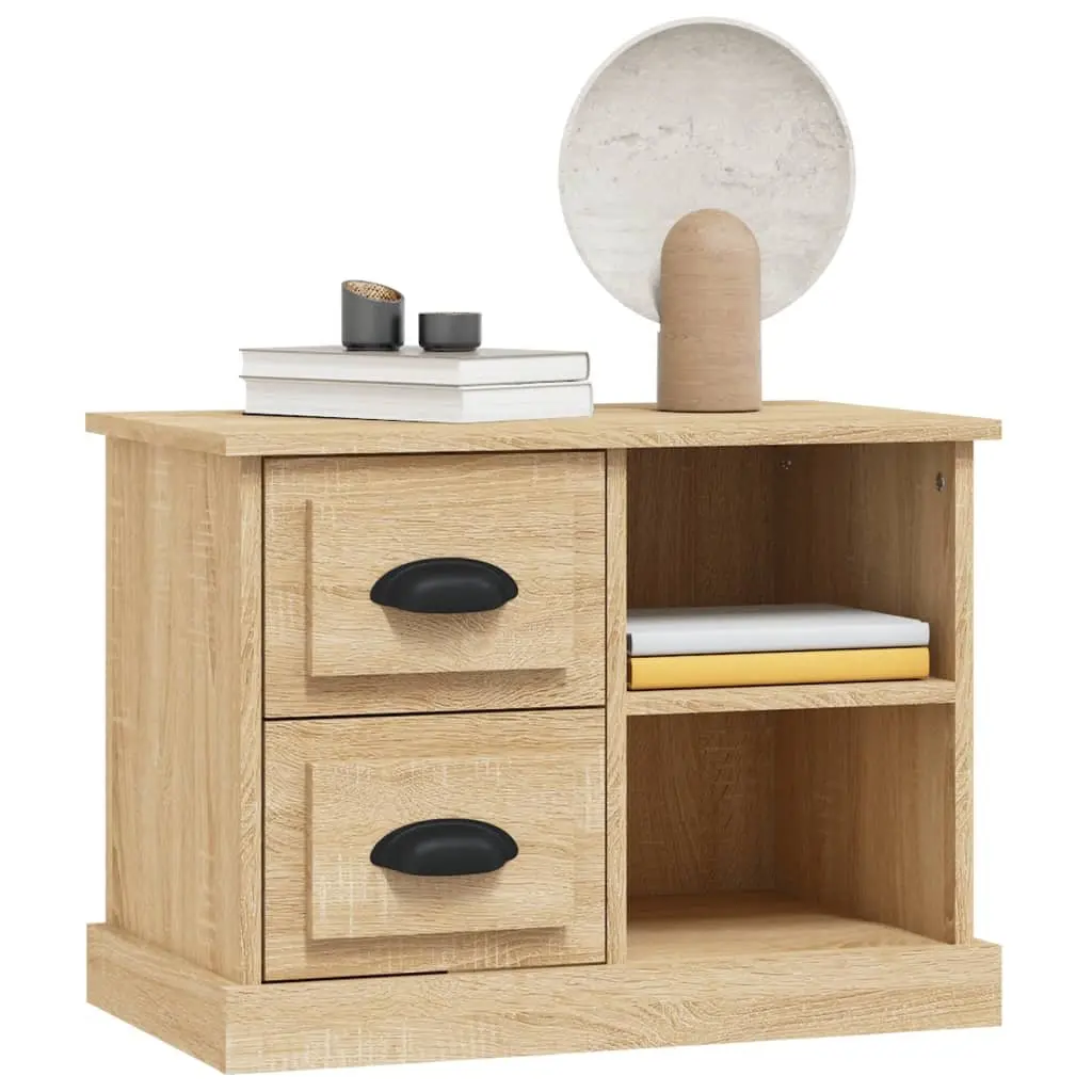 Bedside Cabinet Engineered Wood Brown 60 x 35.5 x 45 cm with 2 Drawers and 2 Compartments