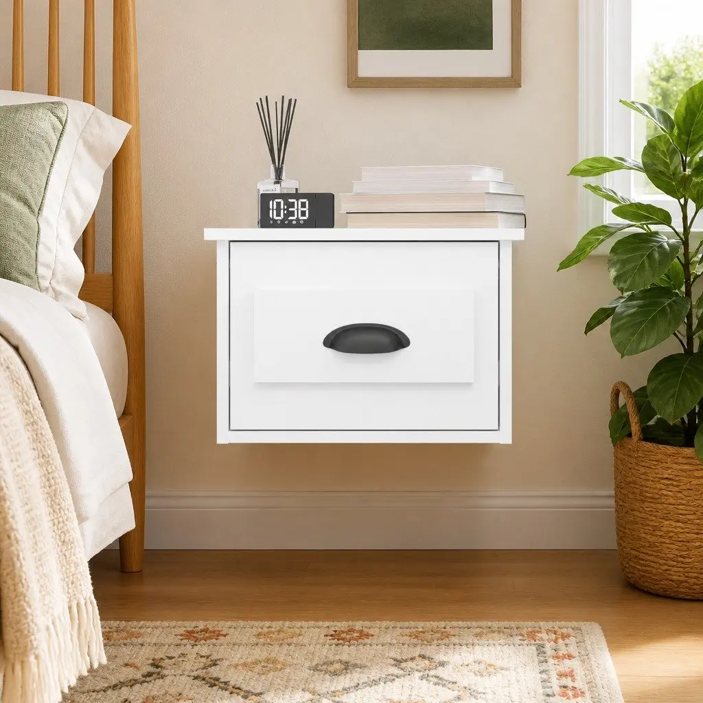 Wall-mounted Bedside Cabinet with Drawer Storage